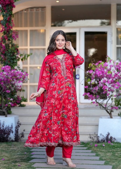 Women Pink Pure Cotton Kurta Palazzo Dupatta Set