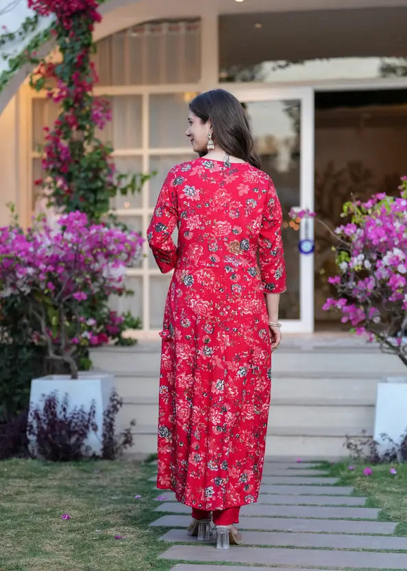 Women Pink Pure Cotton Kurta Palazzo Dupatta Set