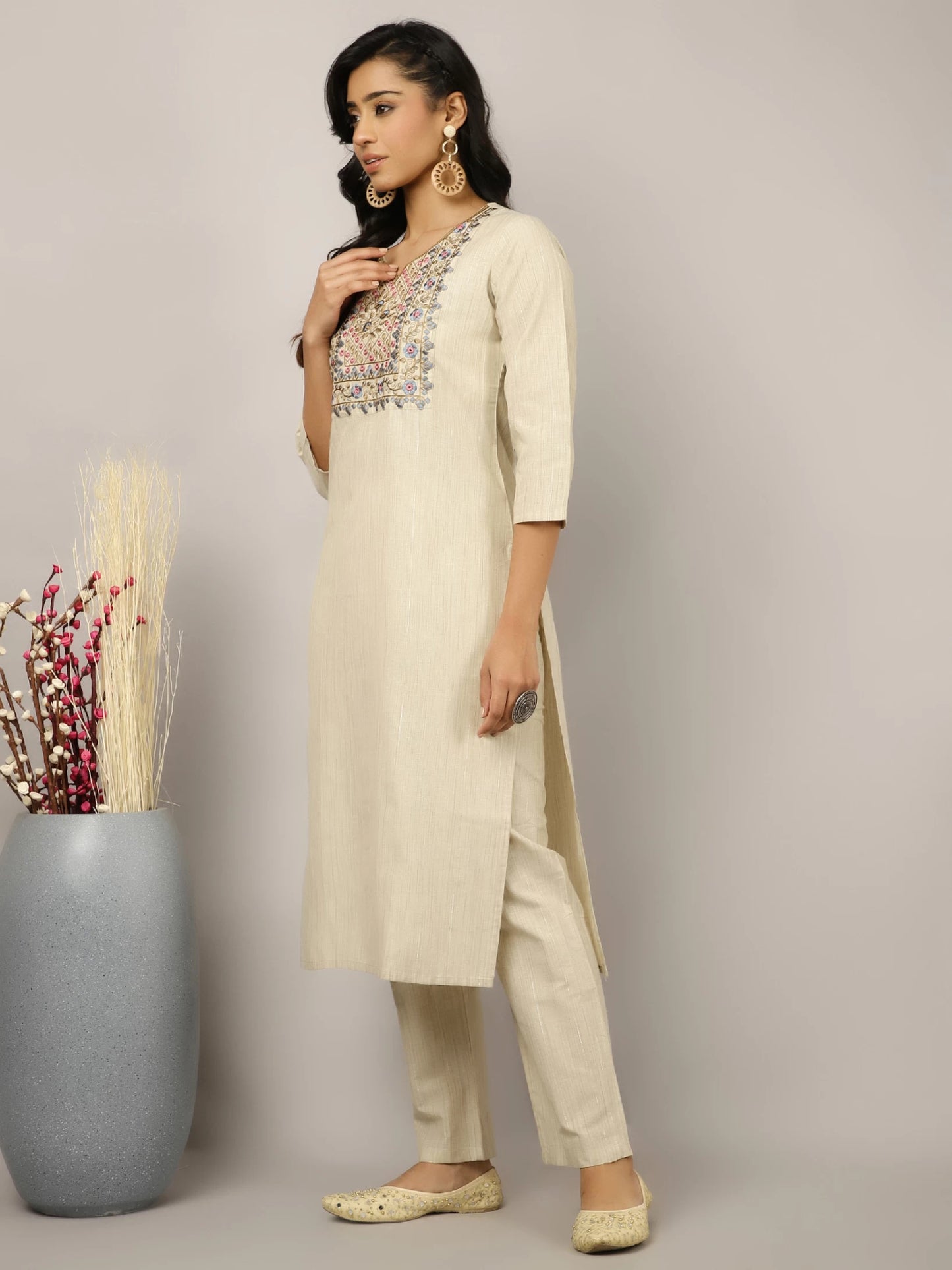 Women Pure Cotton Kurta Pant Dupatta Set