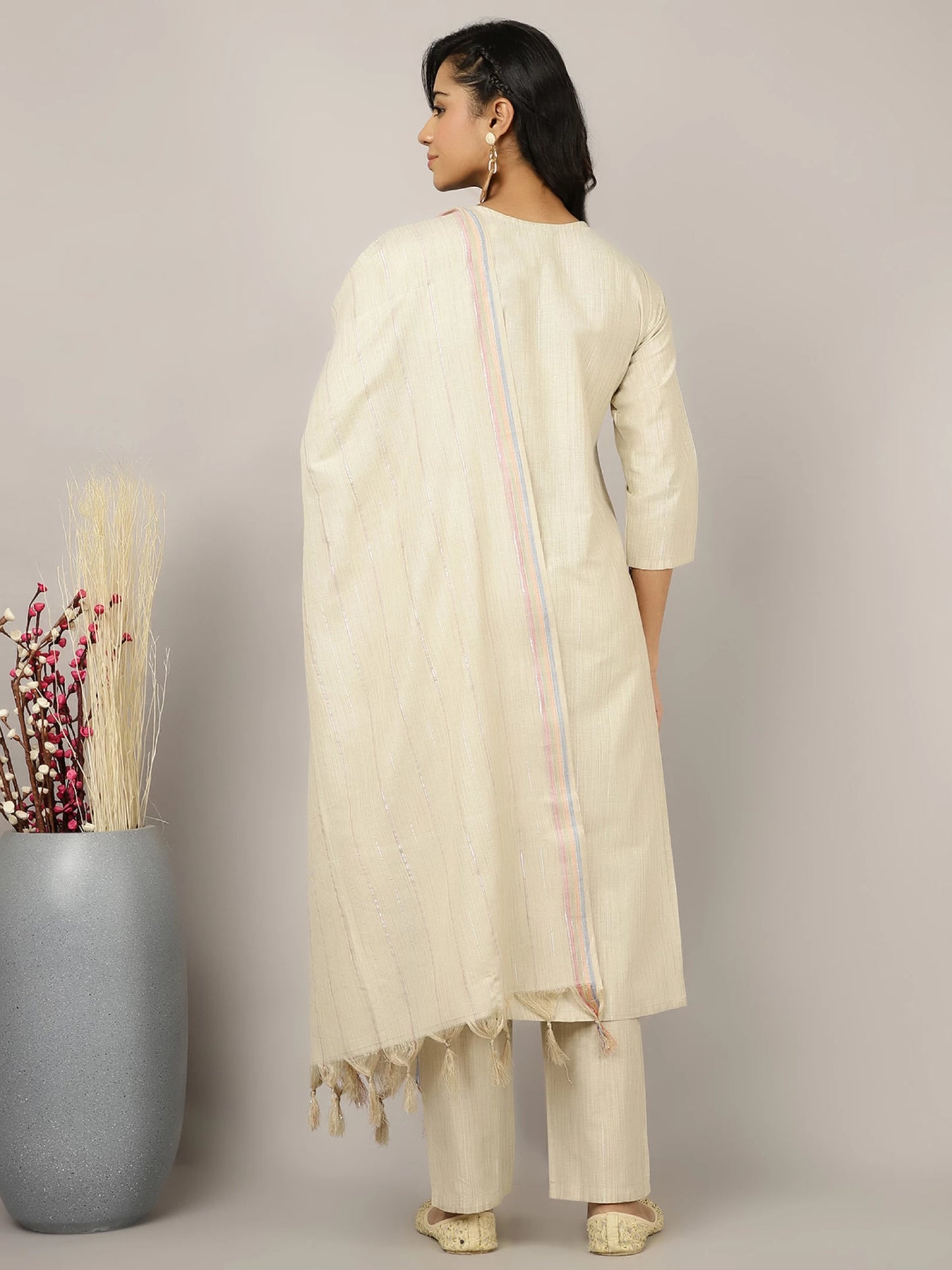 Women Pure Cotton Kurta Pant Dupatta Set