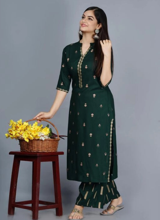 Women Viscose Rayon Kurti Pant Set