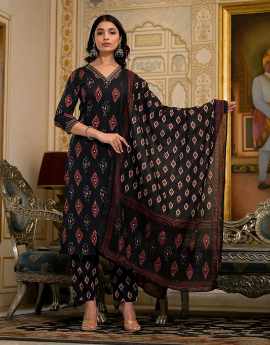 Women Viscose Rayon Kurta Pant Dupatta Set