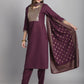 Women Cotton Blend Kurta Pant Dupatta Set