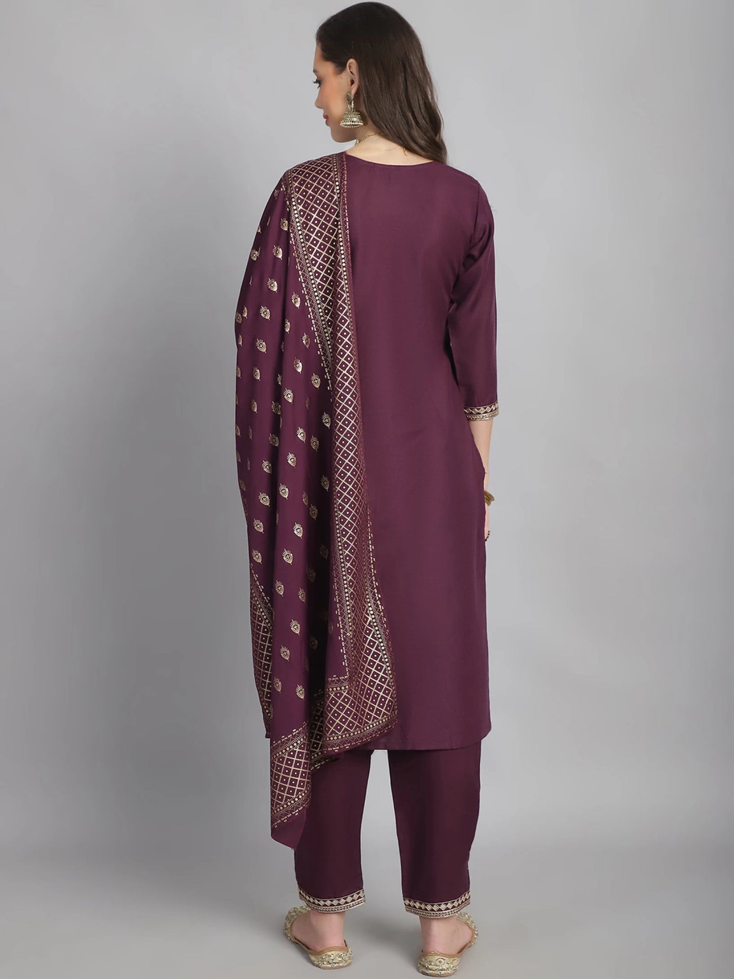 Women Cotton Blend Kurta Pant Dupatta Set