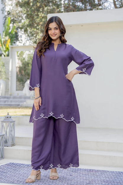 Women Cotton Rayon Kurta Palazzo Set