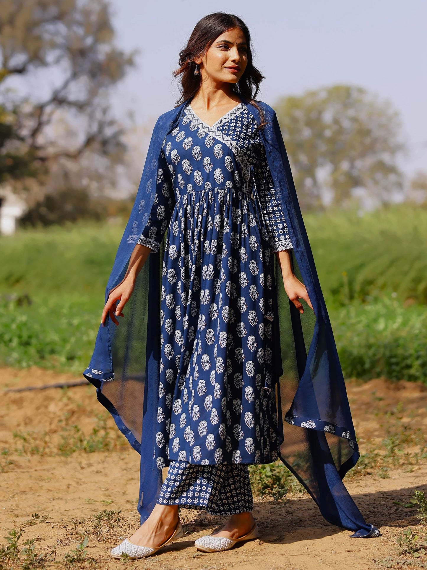 Women Viscose Rayon Kurta Palazzo Dupatta Set