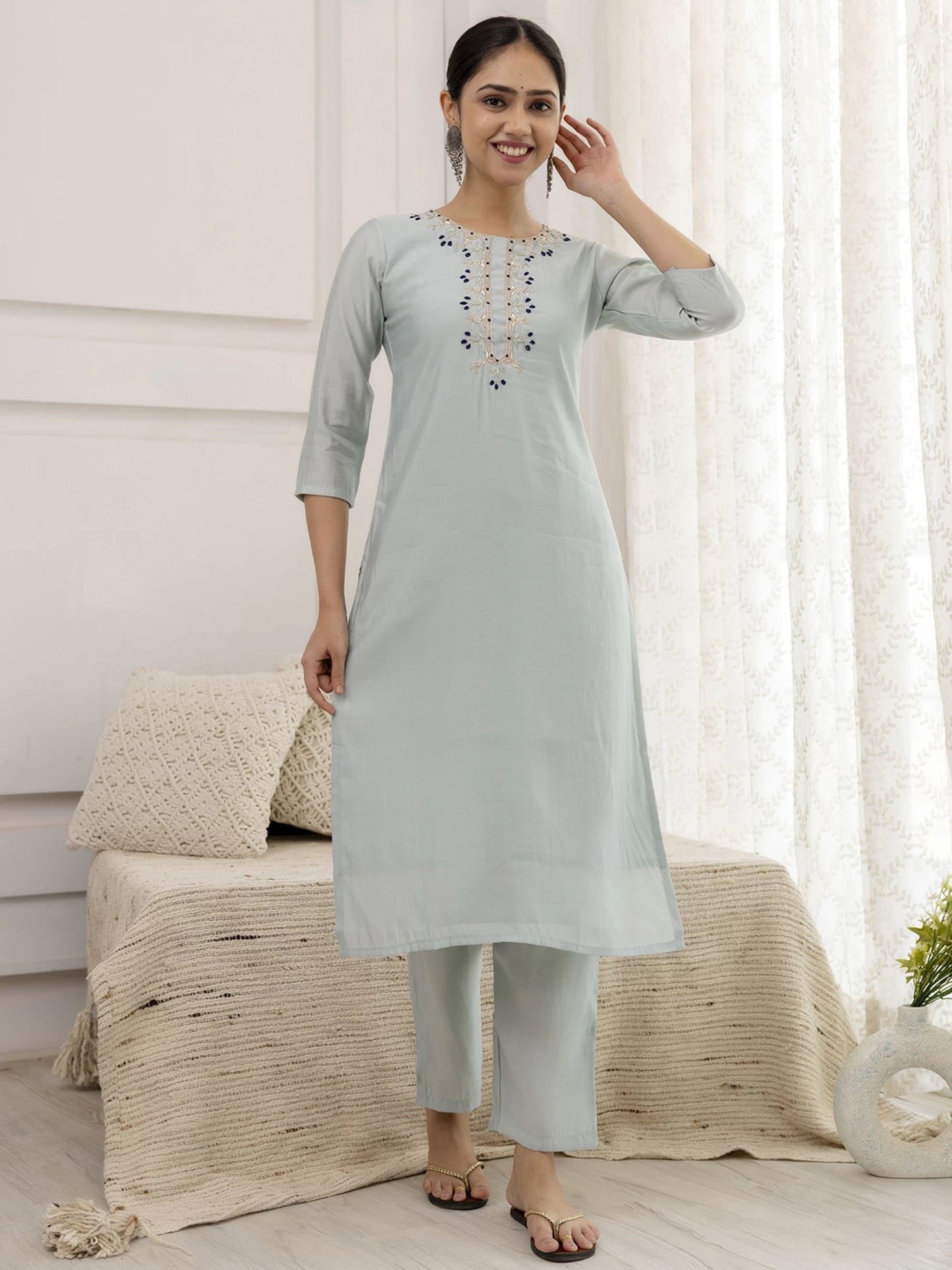 Women Viscose Rayon Kurta Pant Dupatta Set