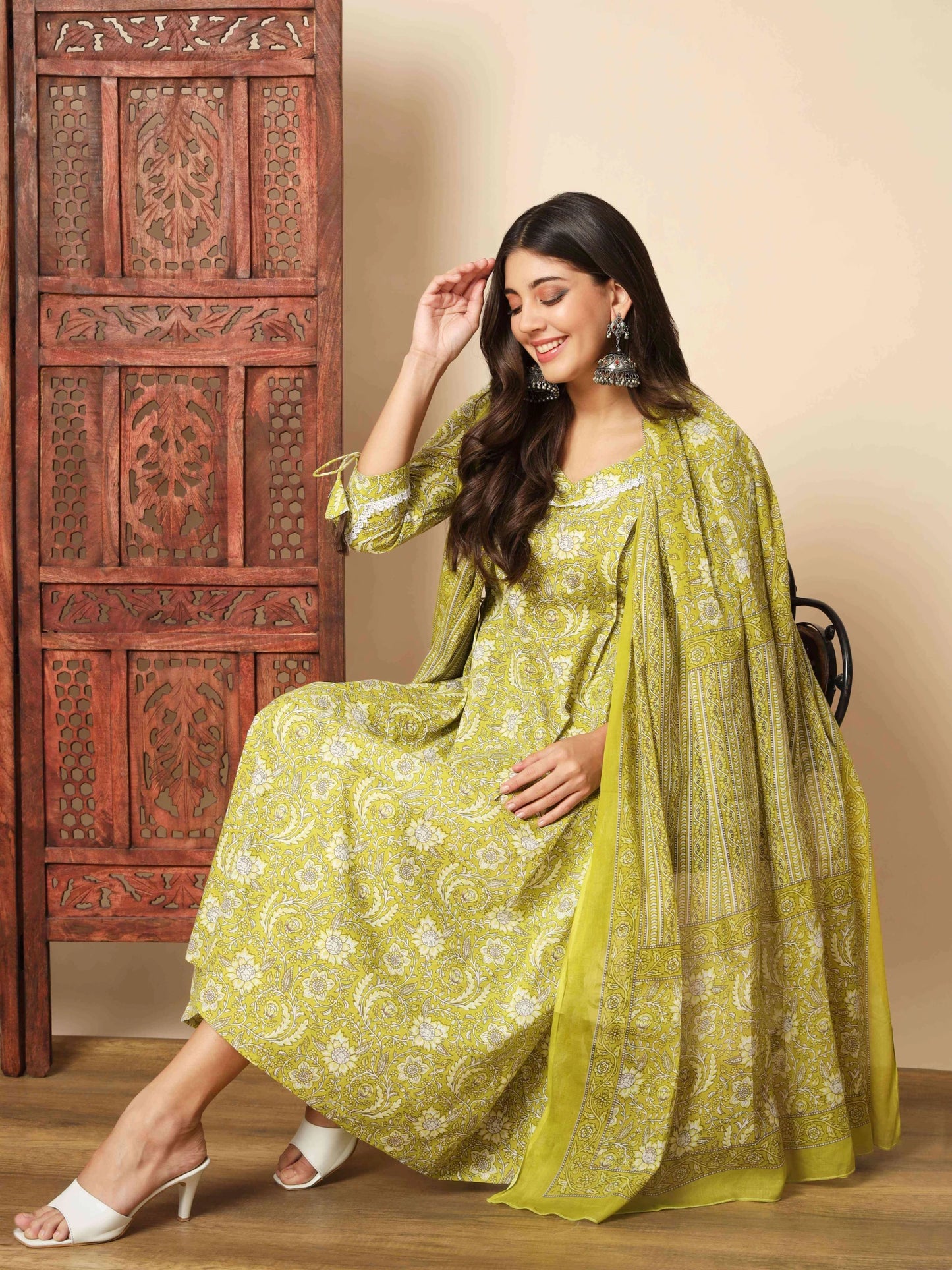 Women Pure Cotton Kurta Pant Dupatta Set