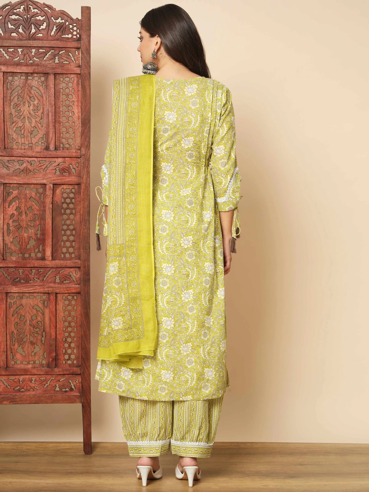 Women Pure Cotton Kurta Pant Dupatta Set