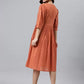 Women Fit and Flare Orange Dress