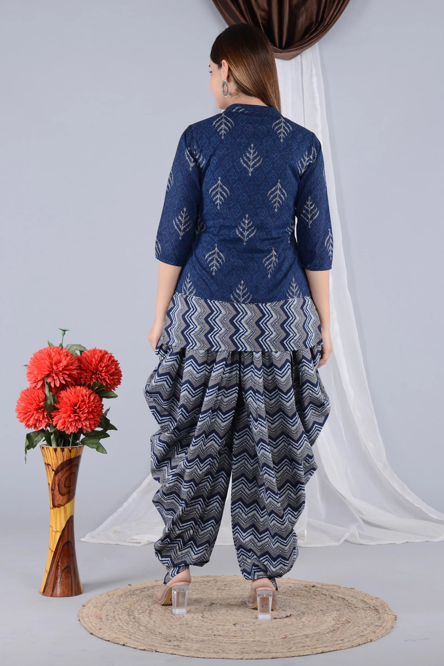 Women Pure Cotton Kurta Dhoti Pant Ethnic Jacket Set