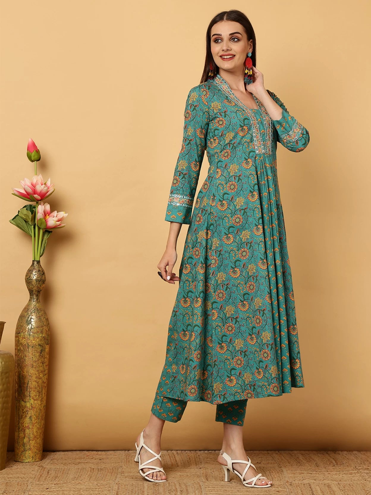 Women Pure Cotton Kurta Pant Dupatta Set