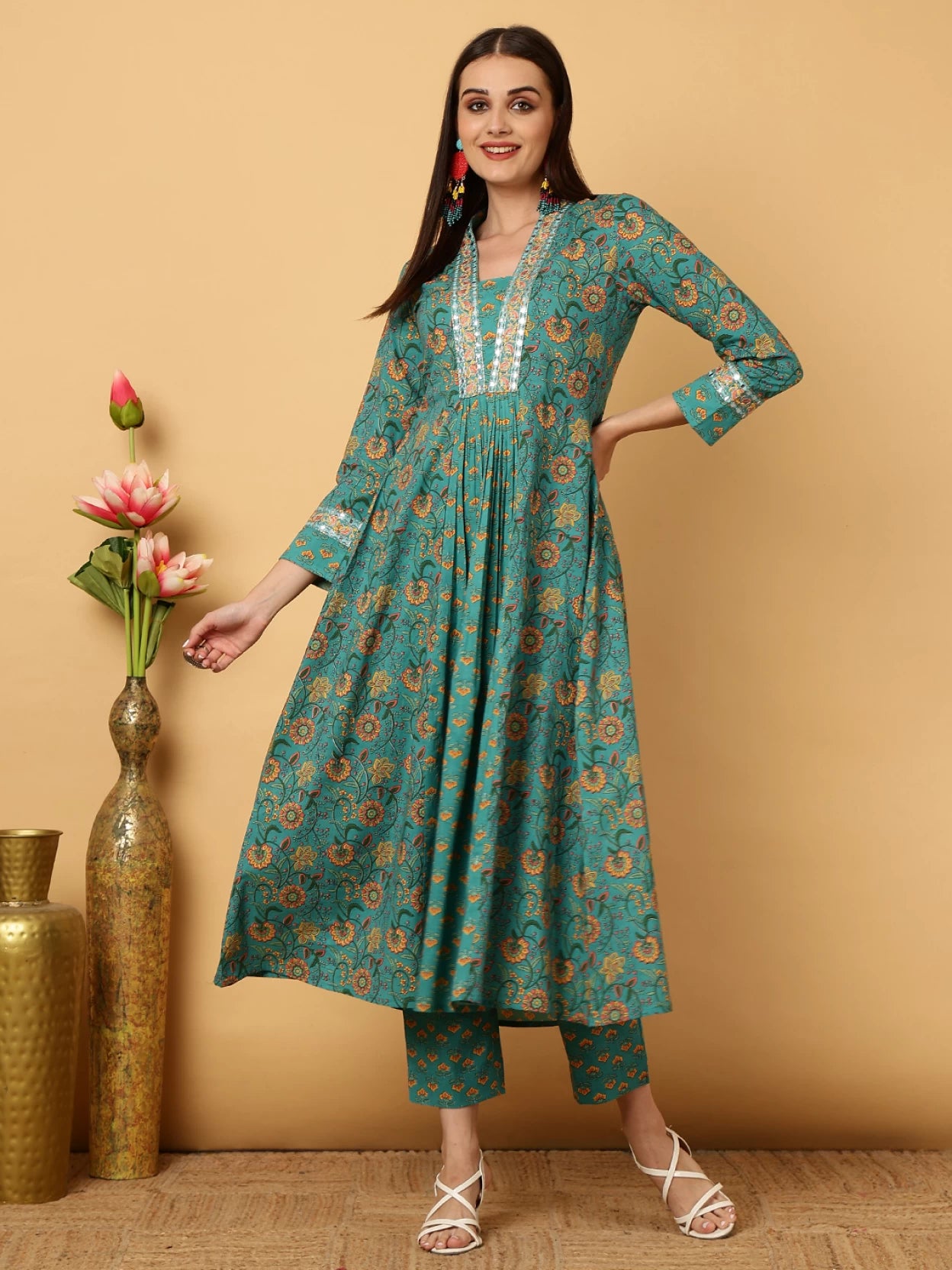 Women Pure Cotton Kurta Pant Dupatta Set