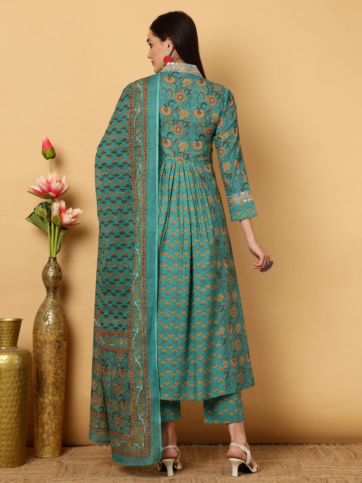 Women Pure Cotton Kurta Pant Dupatta Set