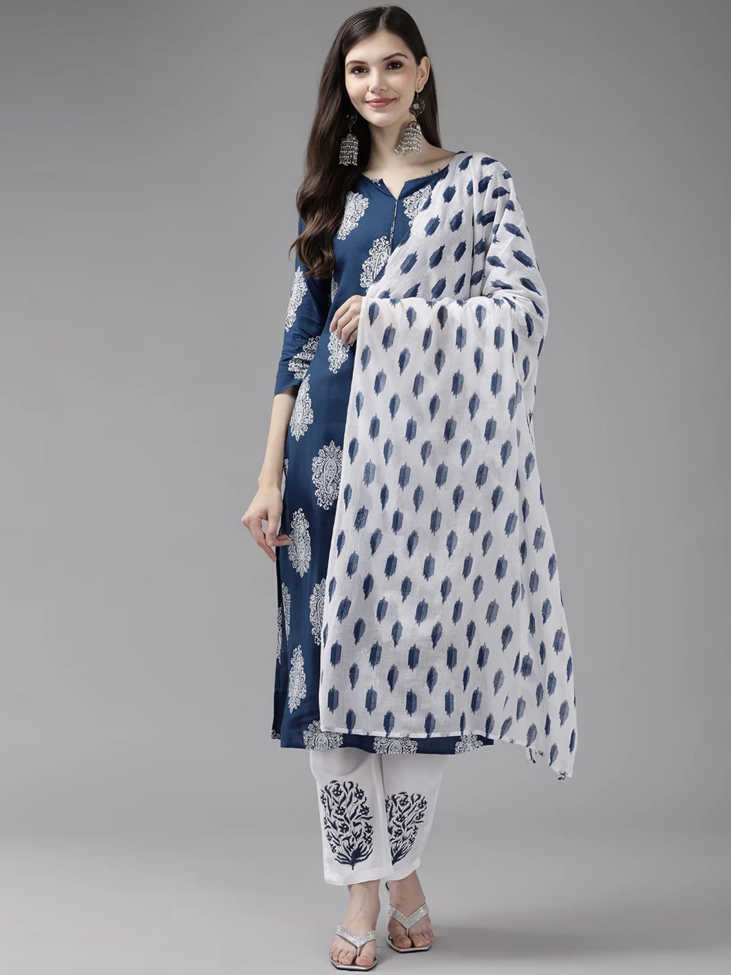 Women Viscose Rayon Kurta Pant Dupatta Set