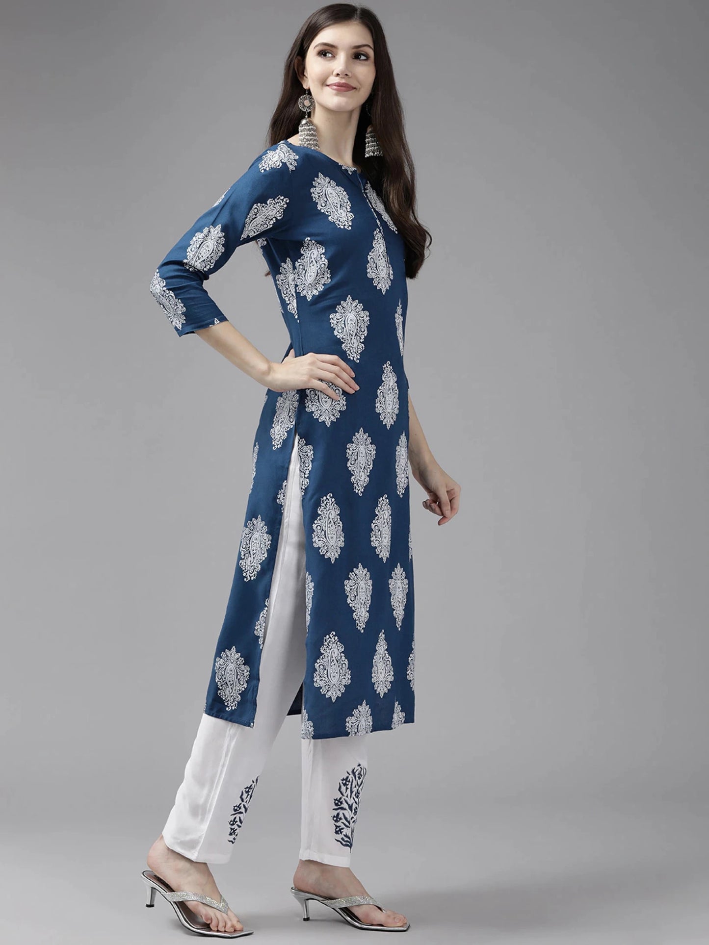 Women Viscose Rayon Kurta Pant Dupatta Set