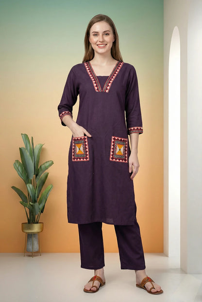 Women Khadi Cotton Kurta Pant Set