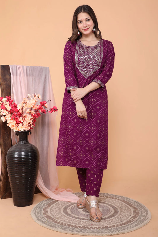 Women Viscose Rayon Kurta Pant Set