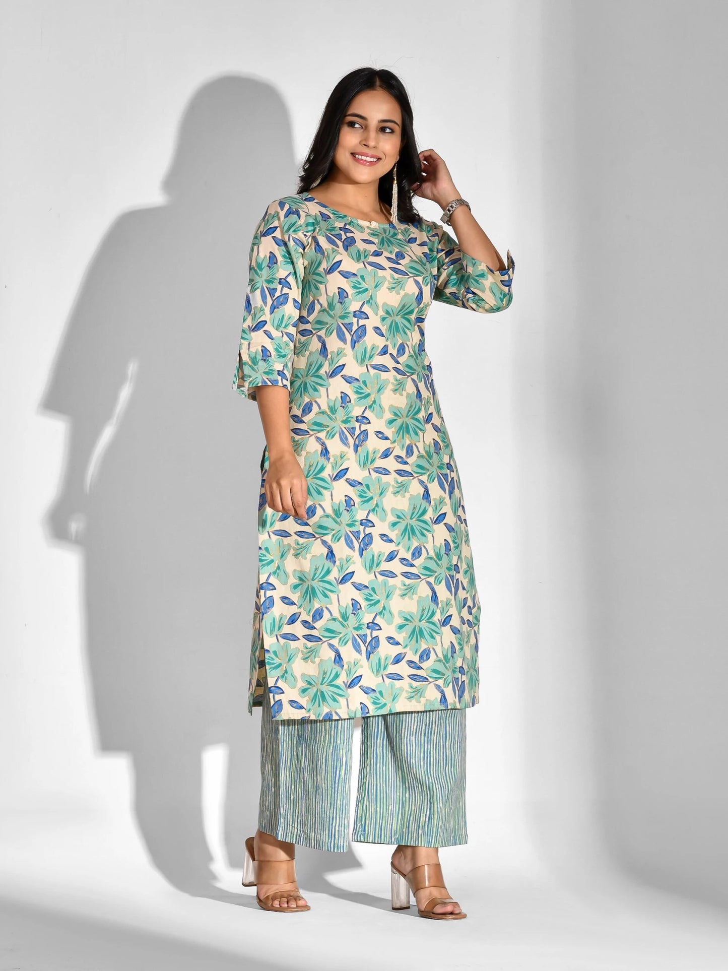 Women Pure Cotton Kurta Palazzo Set