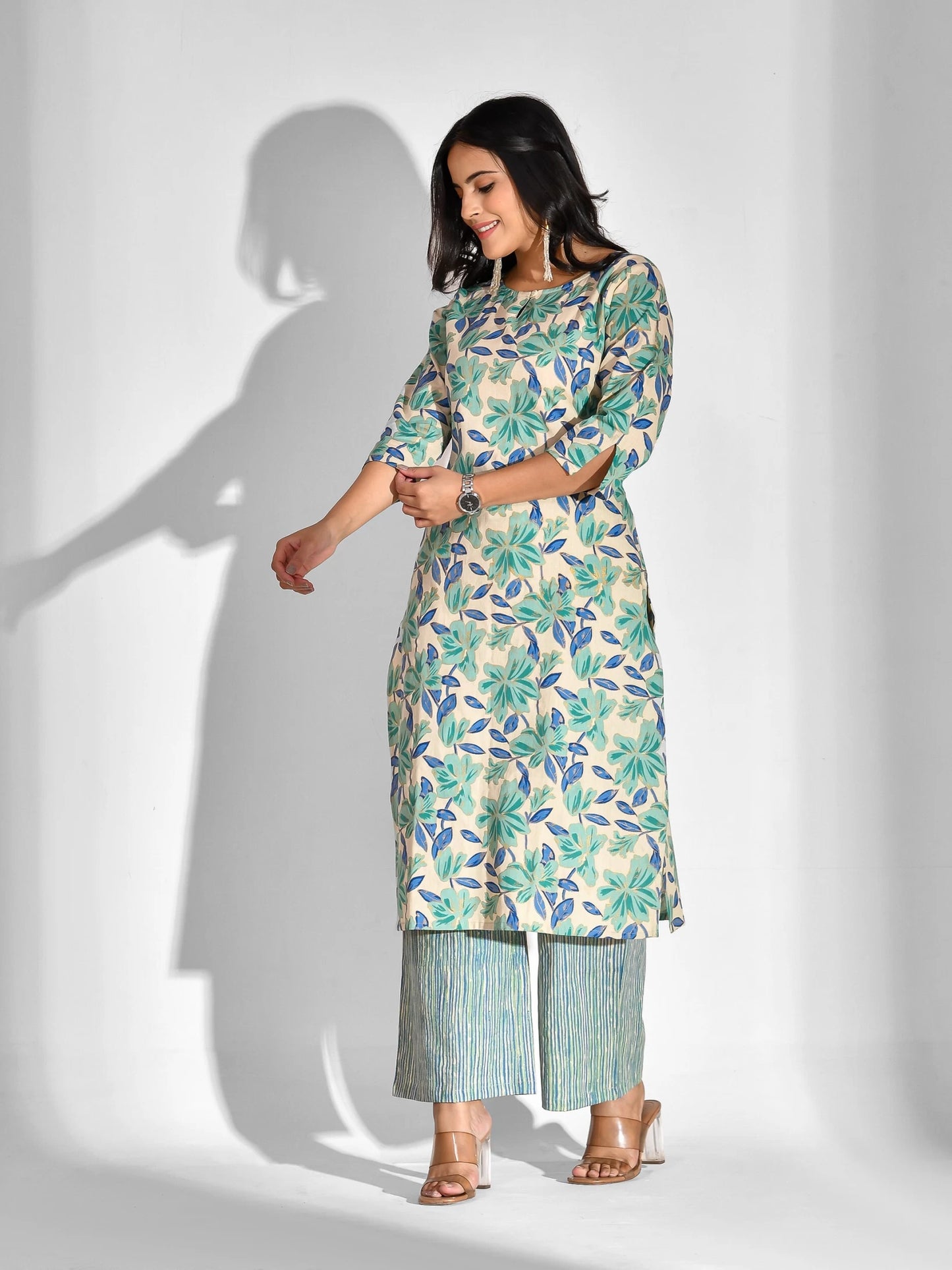 Women Pure Cotton Kurta Palazzo Set