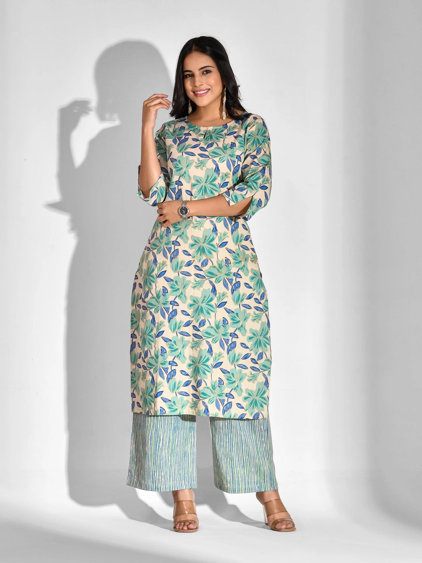 Women Pure Cotton Kurta Palazzo Set