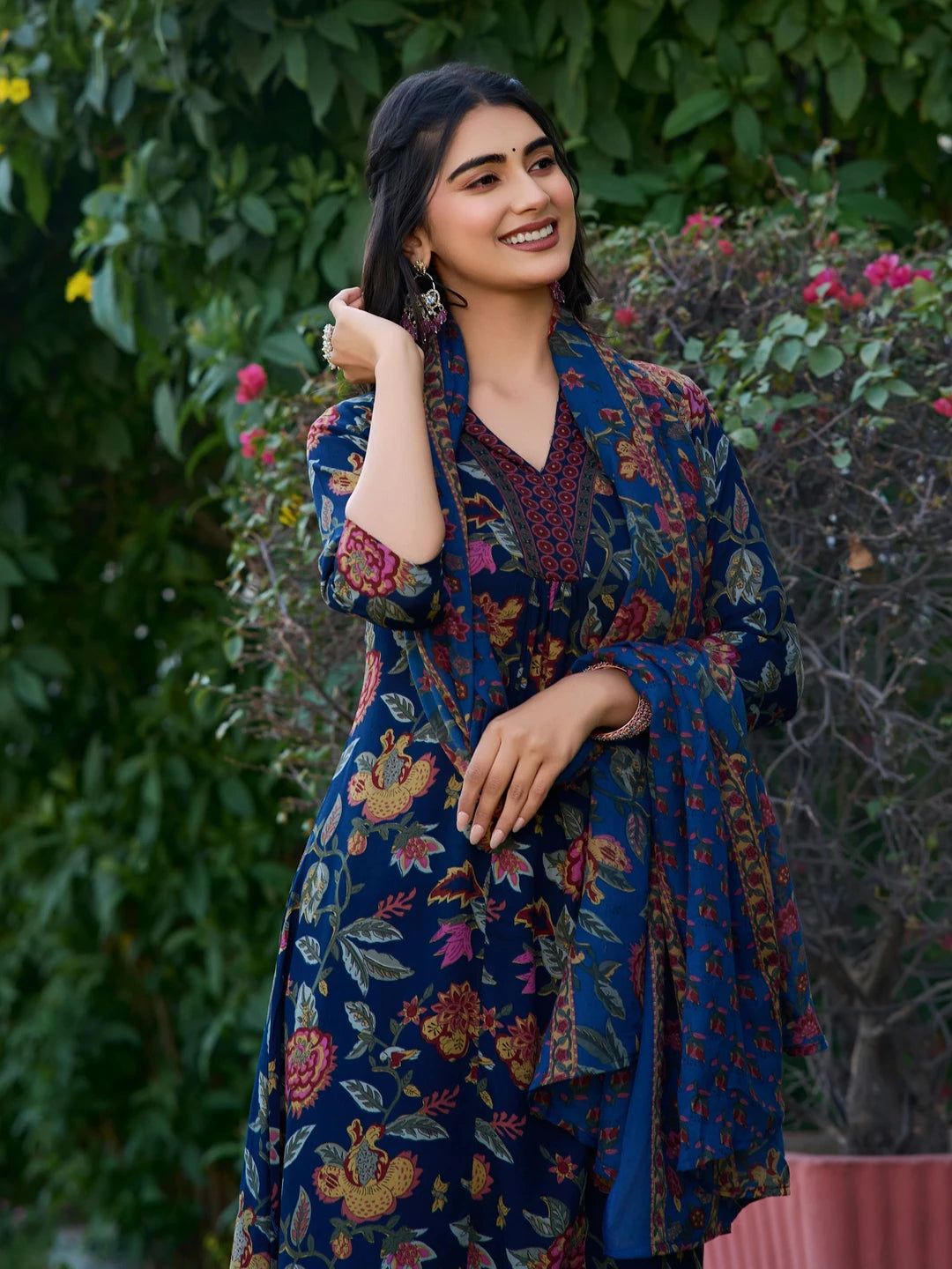 Women Cotton Rayon Kurti Palazzo Dupatta Set - Amy's Cart