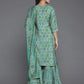 Floral Printed Round Neck Three-Quarter Sleeves Sequinned Kurta Set