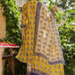 Ethnic Printed V neck Three-Quarter Sleeves Kurta with Trousers & With Dupatta