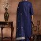 Mandarin Collar Pleated Straight Kurta with Trousers & Dupatta