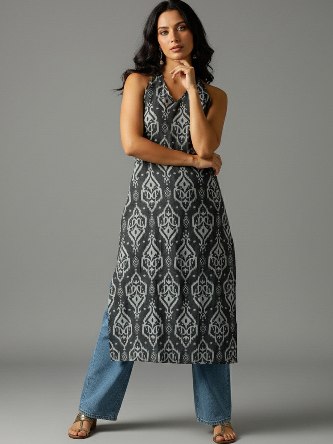 Women Ethnic Motifs Printed Regular Kurta Top