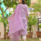 Women Purple Viscose Rayon Kurta Pant Dupatta Set