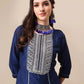 Women Blue Silk Blend Kurta Palazzo Dupatta Set