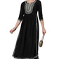Women's Black Embroidered Nyra Kurta and Pant Set