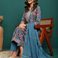 Floral Printed Gotta Patti Notch Neck Anarkali Kurta With Trousers & Dupatta