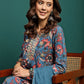 Floral Printed Gotta Patti Notch Neck Anarkali Kurta With Trousers & Dupatta