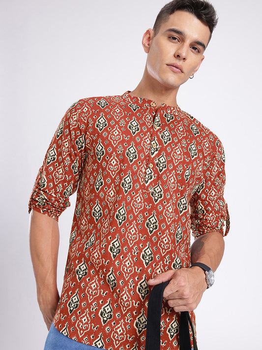 Ethnic Motifs Printed Straight Kurta