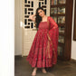 Women Spag-Strap Red Viscose Rayon Kurta Dupatta Set