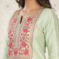 Embroidered Gota Patti A-Line Kurta with Trousers and Dupatta