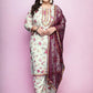 Plus Size Floral Printed Round Neck Kurta With Palazzos & Dupatta