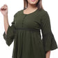 Casual Regular Sleeves Embroidered Women Green Top