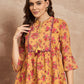 Women Floral Embroidered Cinched Waist Top