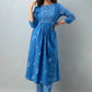 Women Blue Pure Cotton Kurta Pant Set