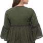 Casual Regular Sleeves Embroidered Women Green Top