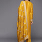 Women Mustard Yellow Floral Motifs Sequinned Kurta with Trousers & With Dupatta