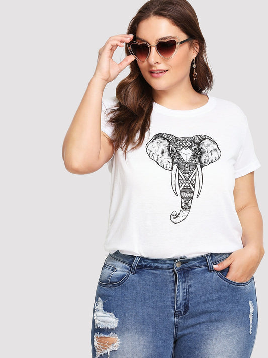 Plus Ornate Elephant Graphic Tee