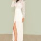 Lace Top Split Side Pleated Prom Dress