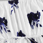 Flounce Sleeve Drawstring Waist Floral Dress