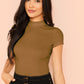 Mock-Neck Rib-knit Form Fitted Top