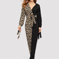 Contrast Leopard Print Belted Jumpsuit