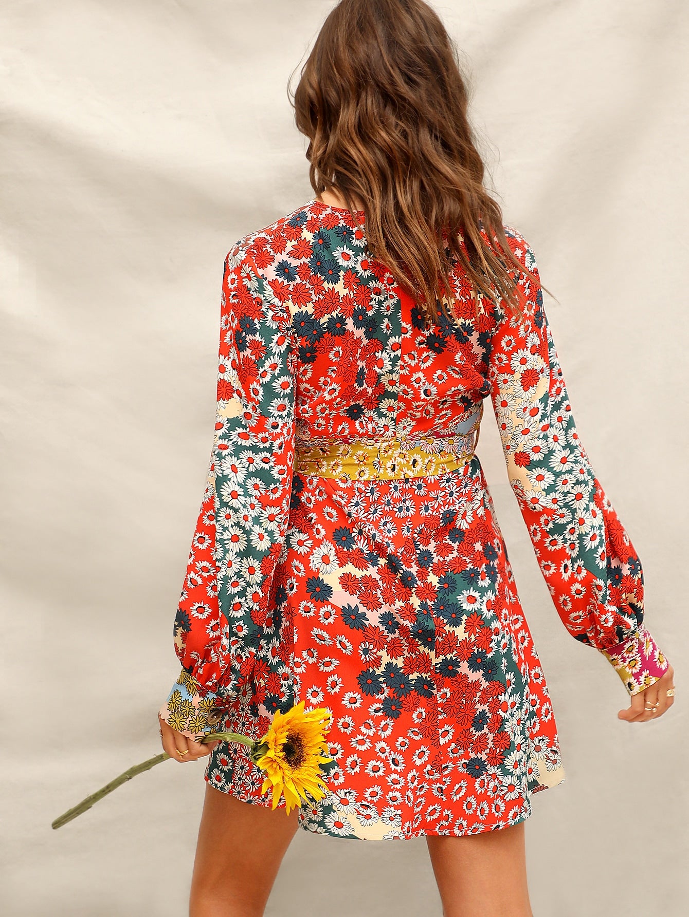 Button Front Floral Belted Dress | Amy's Cart Singapore